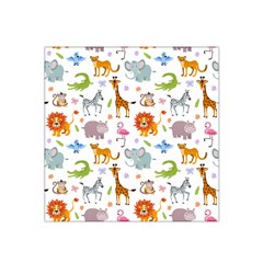 Children Seamless Wallpaper With Cute Funny Baby Savanna Animals Satin Bandana Scarf