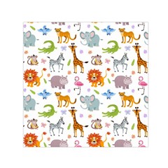 Children Seamless Wallpaper With Cute Funny Baby Savanna Animals Small Satin Scarf (square) by Vaneshart