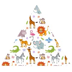 Children Seamless Wallpaper With Cute Funny Baby Savanna Animals Wooden Puzzle Triangle by Vaneshart