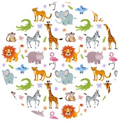 Children Seamless Wallpaper With Cute Funny Baby Savanna Animals Wooden Bottle Opener (round)