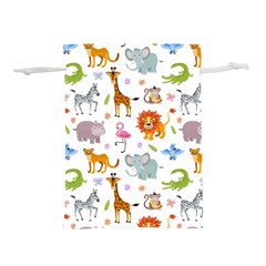 Children Seamless Wallpaper With Cute Funny Baby Savanna Animals Lightweight Drawstring Pouch (s)