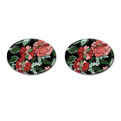 Beautiful Floral Vector Seamless Pattern Cufflinks (oval) by Vaneshart