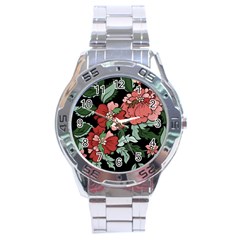 Beautiful Floral Vector Seamless Pattern Stainless Steel Analogue Watch by Vaneshart