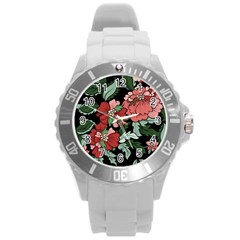 Beautiful Floral Vector Seamless Pattern Round Plastic Sport Watch (l) by Vaneshart