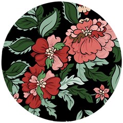 Beautiful Floral Vector Seamless Pattern Wooden Puzzle Round