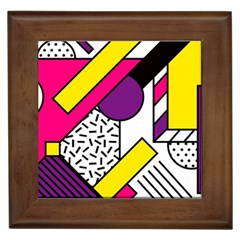 Memphis Colorful Background With Stroke Framed Tile by Vaneshart