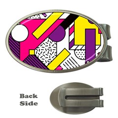 Memphis Colorful Background With Stroke Money Clips (oval)  by Vaneshart