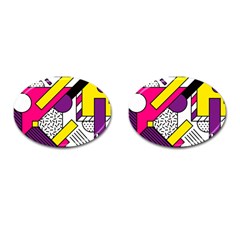 Memphis Colorful Background With Stroke Cufflinks (oval) by Vaneshart