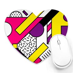 Memphis Colorful Background With Stroke Heart Mousepads by Vaneshart