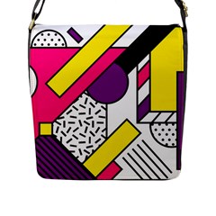 Memphis Colorful Background With Stroke Flap Closure Messenger Bag (l)