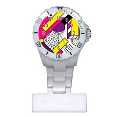 Memphis Colorful Background With Stroke Plastic Nurses Watch by Vaneshart