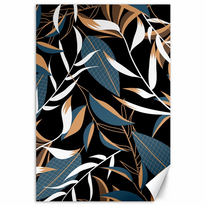 Summer Trend Seamless Background With Bright Tropical Leaves Plants Canvas 12  x 18 