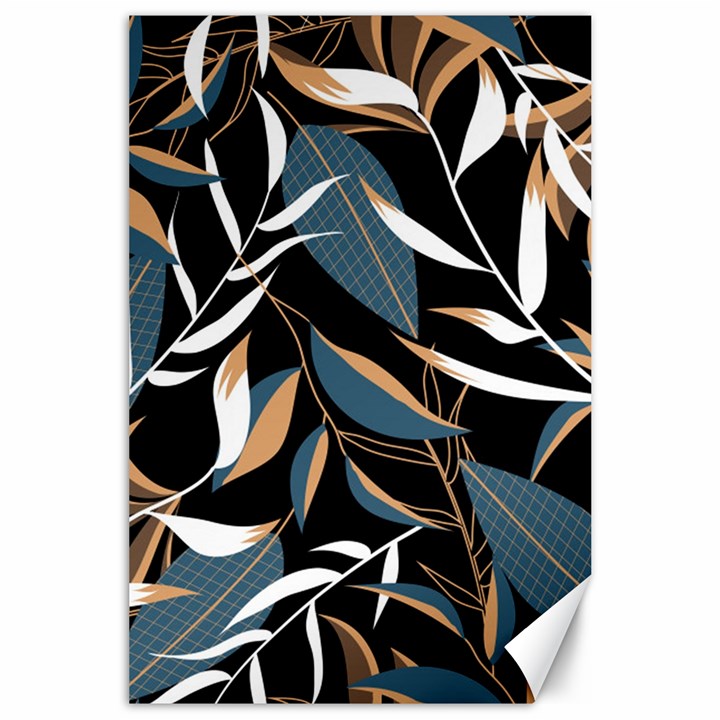 Summer Trend Seamless Background With Bright Tropical Leaves Plants Canvas 24  x 36 