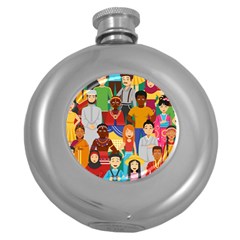 Nations Seamless Illustration Round Hip Flask (5 Oz) by Vaneshart