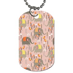 Cute Elephant Wild Flower Field Seamless Pattern Dog Tag (one Side) by Vaneshart