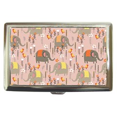 Cute Elephant Wild Flower Field Seamless Pattern Cigarette Money Case by Vaneshart