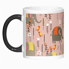 Cute Elephant Wild Flower Field Seamless Pattern Morph Mugs by Vaneshart