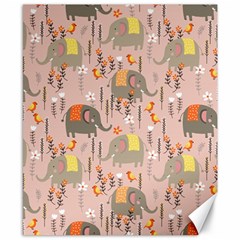 Cute Elephant Wild Flower Field Seamless Pattern Canvas 8  X 10  by Vaneshart