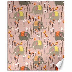 Cute Elephant Wild Flower Field Seamless Pattern Canvas 16  X 20  by Vaneshart