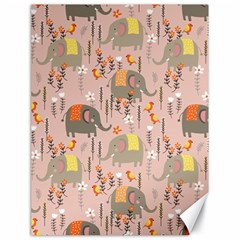 Cute Elephant Wild Flower Field Seamless Pattern Canvas 18  X 24  by Vaneshart