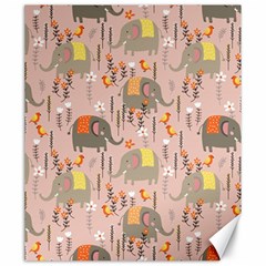 Cute Elephant Wild Flower Field Seamless Pattern Canvas 20  X 24  by Vaneshart