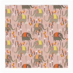 Cute Elephant Wild Flower Field Seamless Pattern Medium Glasses Cloth by Vaneshart