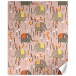 Cute Elephant Wild Flower Field Seamless Pattern Canvas 11  x 14  10.95 x13.48  Canvas - 1