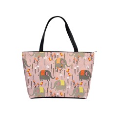 Cute Elephant Wild Flower Field Seamless Pattern Classic Shoulder Handbag by Vaneshart