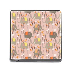 Cute Elephant Wild Flower Field Seamless Pattern Memory Card Reader (square 5 Slot) by Vaneshart