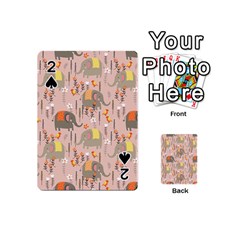 Cute Elephant Wild Flower Field Seamless Pattern Playing Cards 54 Designs (mini) by Vaneshart