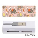 Cute Elephant Wild Flower Field Seamless Pattern Memory Card Reader (Stick) Front