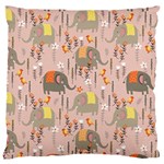 Cute Elephant Wild Flower Field Seamless Pattern Large Cushion Case (Two Sides) Front