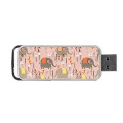 Cute Elephant Wild Flower Field Seamless Pattern Portable Usb Flash (one Side) by Vaneshart