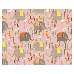 Cute Elephant Wild Flower Field Seamless Pattern Double Sided Flano Blanket (medium)  by Vaneshart