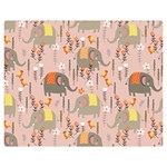 Cute Elephant Wild Flower Field Seamless Pattern Double Sided Flano Blanket (Medium)  60 x50  Blanket Front