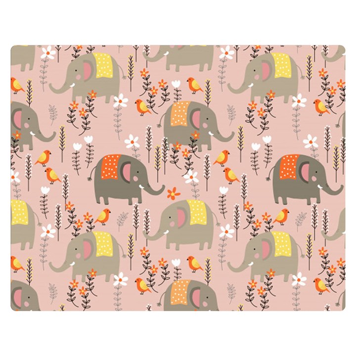 Cute Elephant Wild Flower Field Seamless Pattern Double Sided Flano Blanket (Medium) 