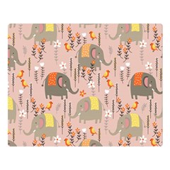 Cute Elephant Wild Flower Field Seamless Pattern Double Sided Flano Blanket (large) 