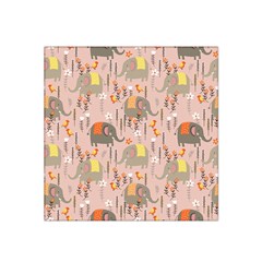 Cute Elephant Wild Flower Field Seamless Pattern Satin Bandana Scarf by Vaneshart