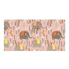 Cute Elephant Wild Flower Field Seamless Pattern Satin Wrap by Vaneshart