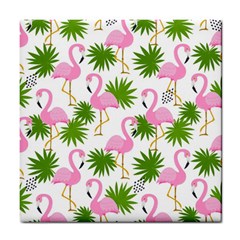 Seamless Pattern With Cute Flamingos Tile Coaster by Vaneshart