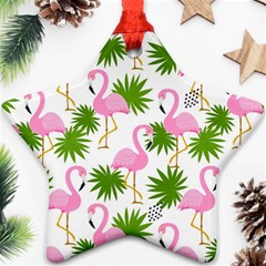 Seamless Pattern With Cute Flamingos Star Ornament (two Sides)