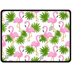 Seamless Pattern With Cute Flamingos Fleece Blanket (large)  by Vaneshart