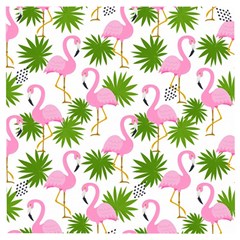 Seamless Pattern With Cute Flamingos Wooden Puzzle Square