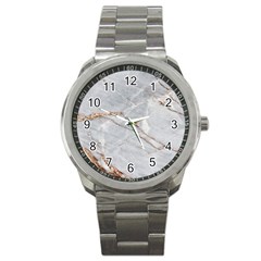 Gray Light Marble Stone Texture Background Sport Metal Watch by Vaneshart