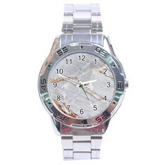 Gray Light Marble Stone Texture Background Stainless Steel Analogue Watch by Vaneshart