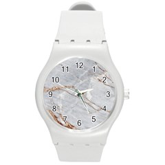 Gray Light Marble Stone Texture Background Round Plastic Sport Watch (m) by Vaneshart