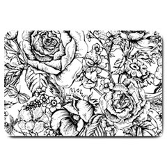 Vintage Floral Vector Seamless Pattern With Roses Large Doormat  by Vaneshart