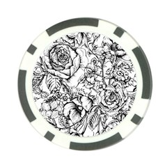 Vintage Floral Vector Seamless Pattern With Roses Poker Chip Card Guard (10 Pack)