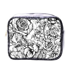 Vintage Floral Vector Seamless Pattern With Roses Mini Toiletries Bag (one Side) by Vaneshart