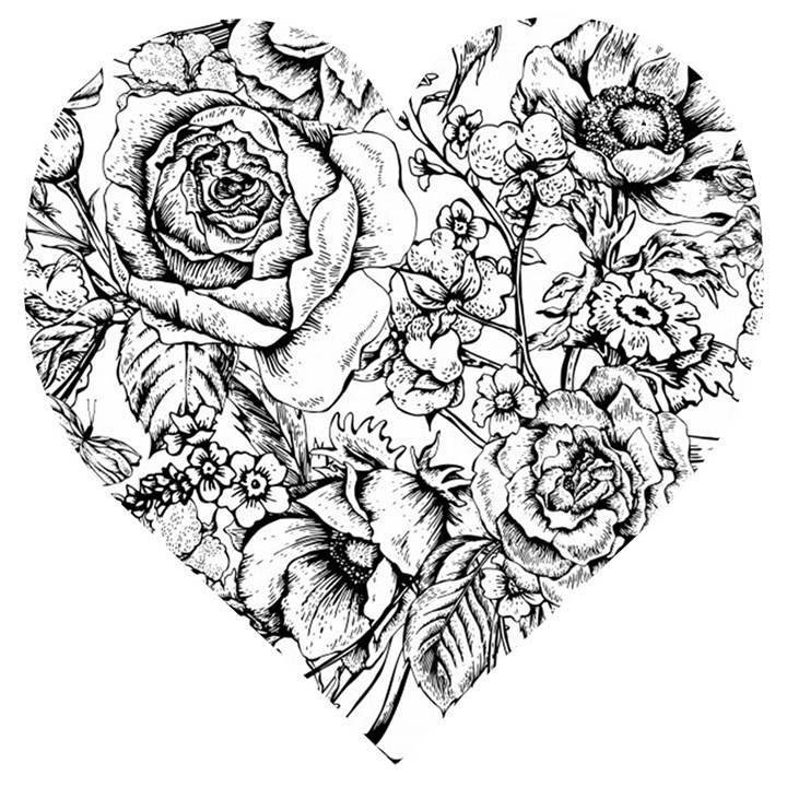 Vintage Floral Vector Seamless Pattern With Roses Wooden Puzzle Heart